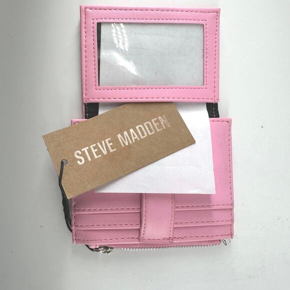 Steve Madden NWT Hayden Wallet pink Logo zipper pocket - Picture 5 of 7